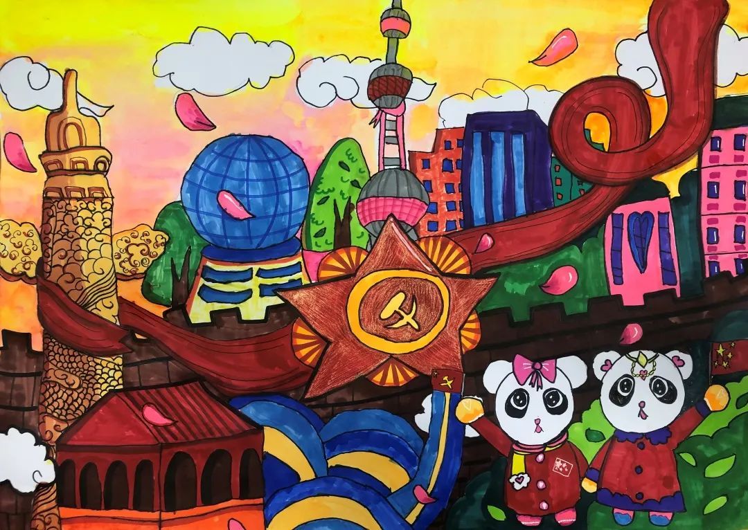 漕娃用画笔描绘百年党史