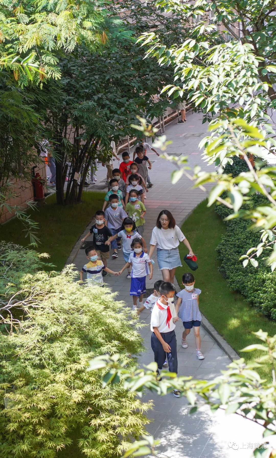 欢迎你,一年级小学生!初次走进校园,就有哥哥姐姐的暖心牵手