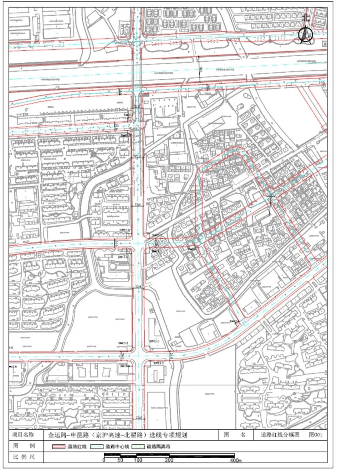 道路红线规划(图1)  道路红线规划调整方案:金运路(鹤望路