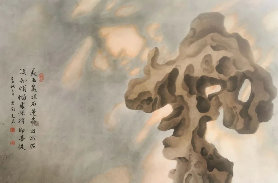 《顽石的风流》中国画   何娴倩画家何娴倩(文君)用细致精整的工笔小