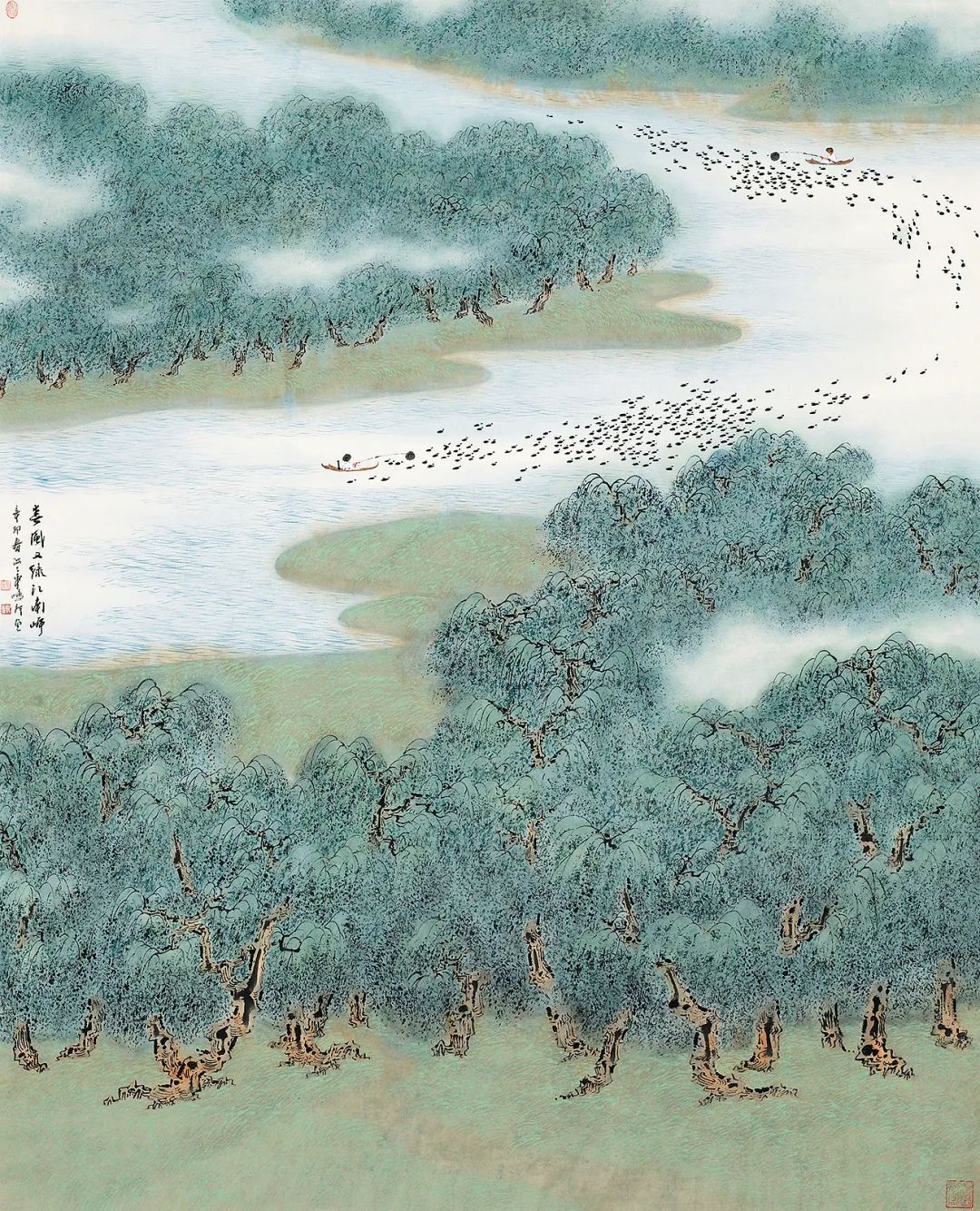 车鹏飞《春风又绿江南岸 180×145cm 中国画 第六届上海美术大展