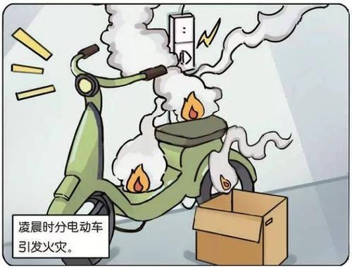 电动车着火漫画图片