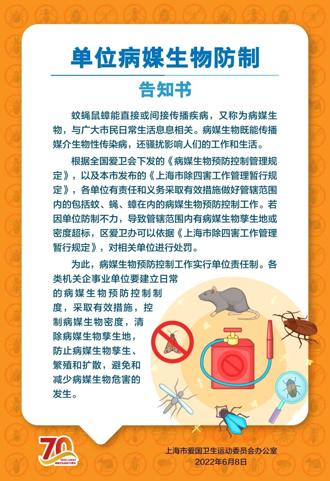 为常态化疫情防控营造健康环境这份单位病媒生物防制提示卡请收好