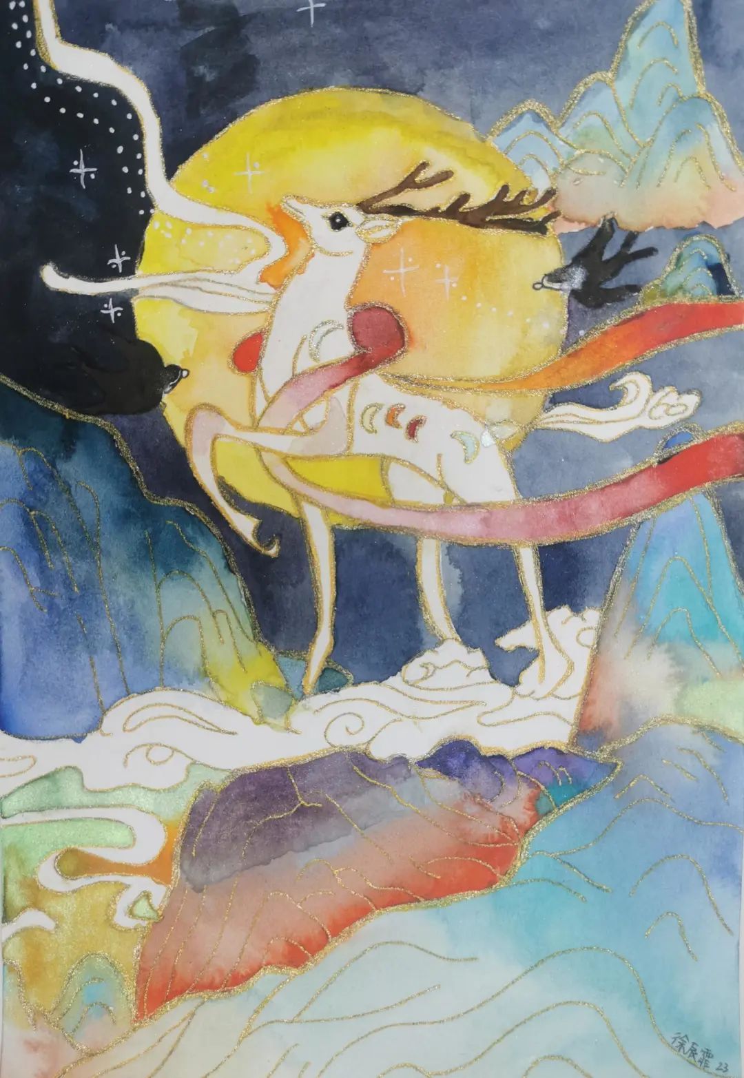 水彩画「十二神将像辰神将」 水彩画「十二神将像辰神将」 水彩画「十二神将像巳