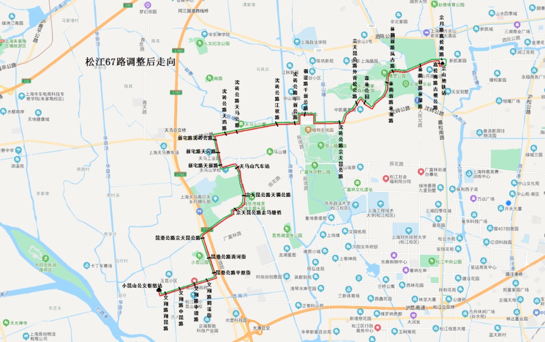 嘉松南路,林荫新路,外青松公路,佘天昆公路,沈砖公路,佘苑路,横泾路