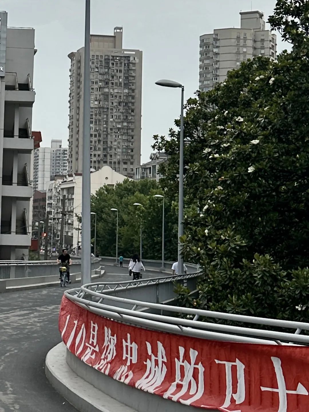 泛亚电竞上海网红天桥挂横幅引热议！能劝退拍照打卡者吗？实探发现→(图3)