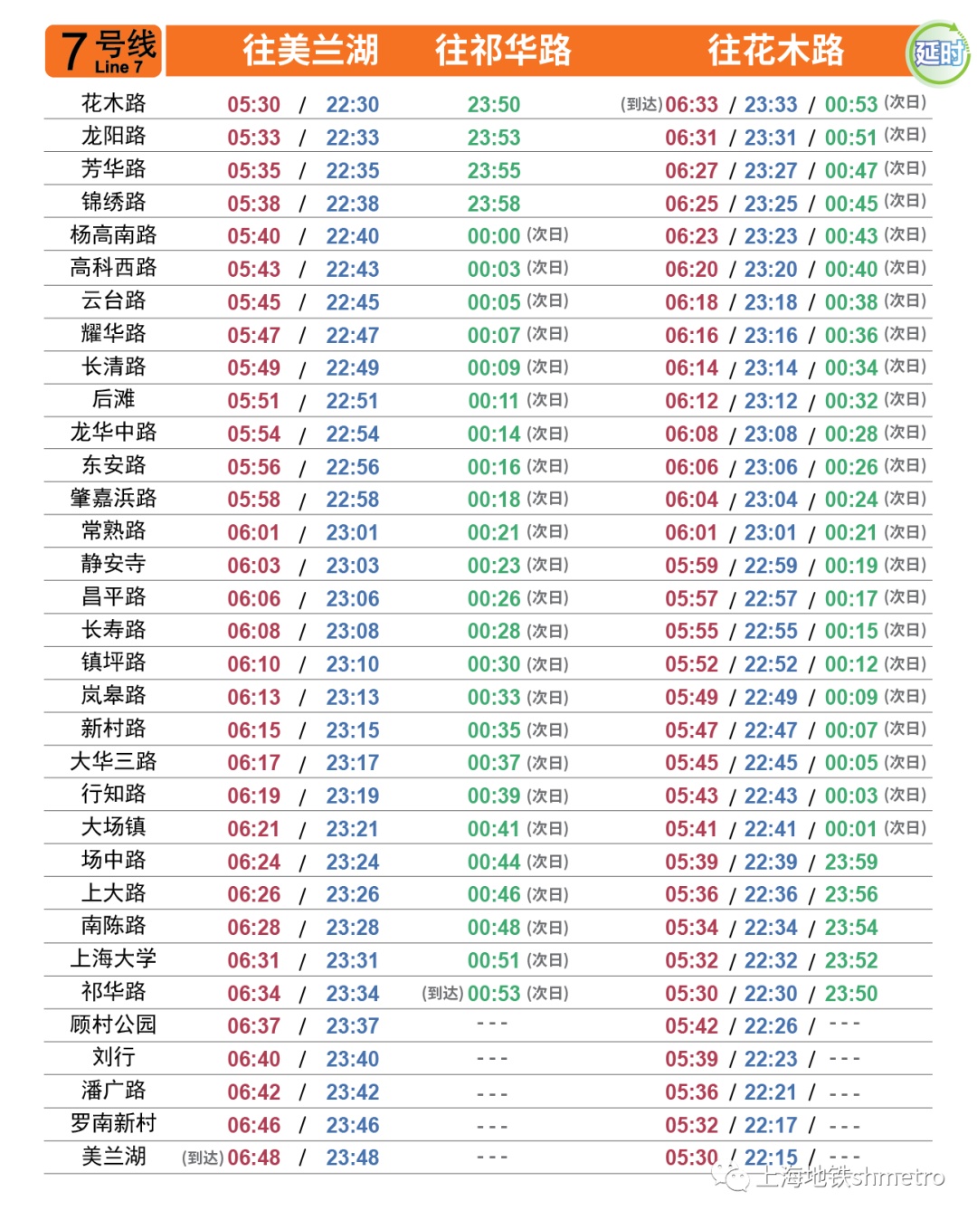 上海地铁2号线时刻表图片