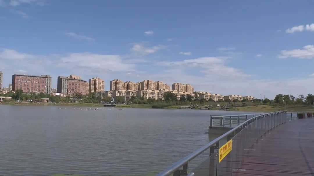 不少家长带着孩子在汇龙湖公园游玩,市民或闲暇漫步,或喝茶聊天.