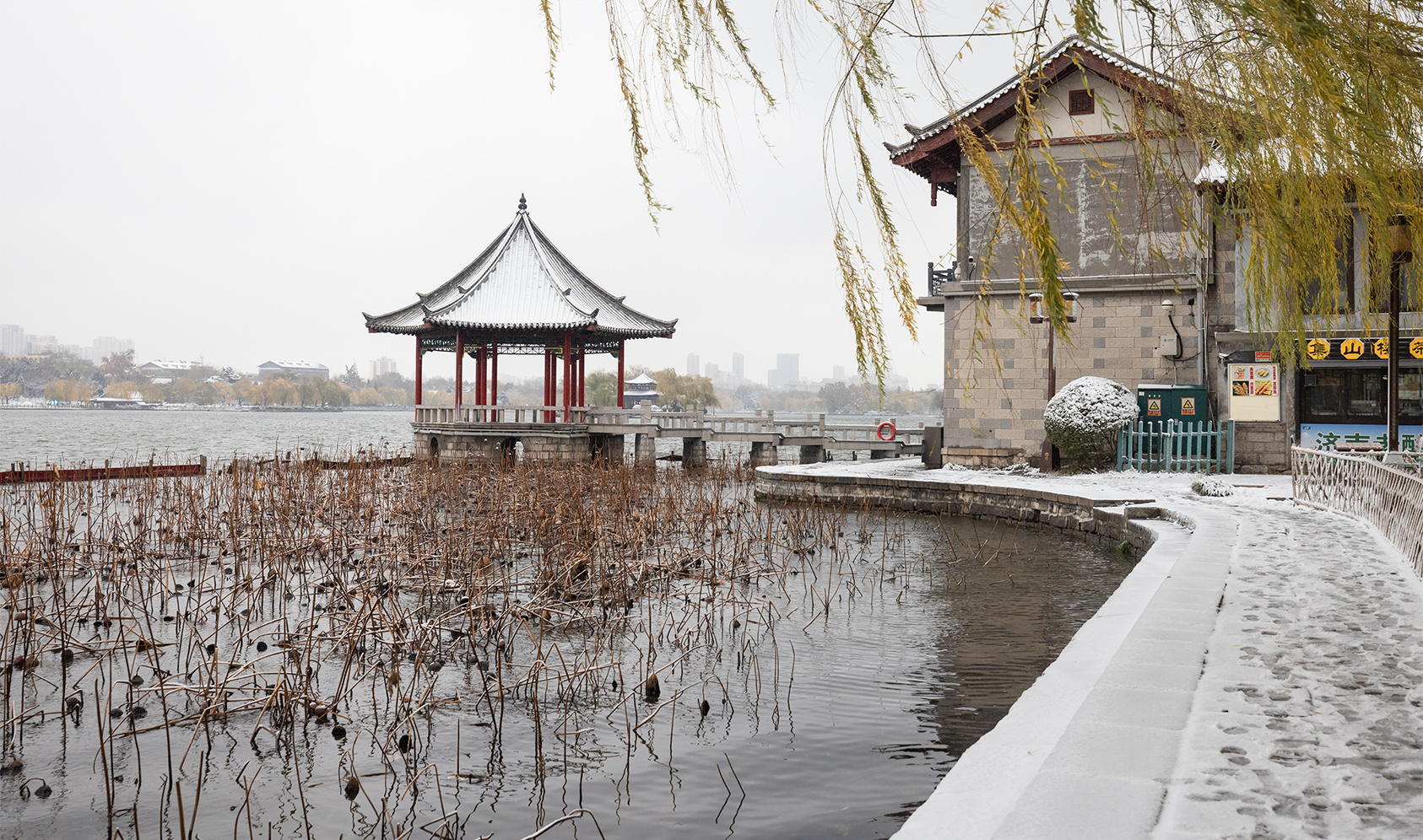 山东好景雪后大明湖宛如仙境