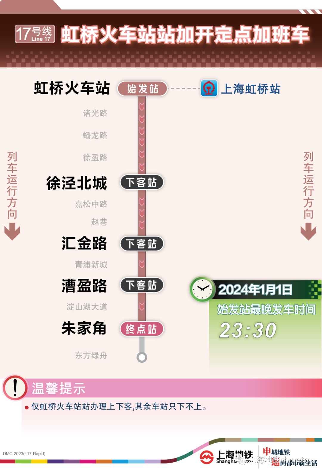 根據計劃,2023年12月29日至31日三天,地鐵1,7,8,9,10,13號線將實施