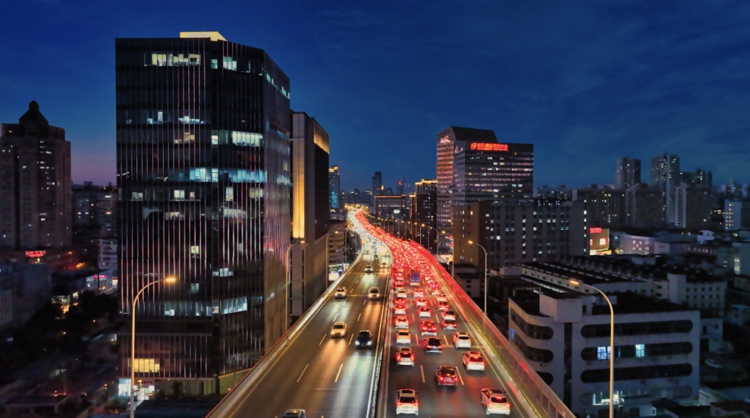 内环高架路杨浦段夜景照明大变young一带四区打造特色夜间景观