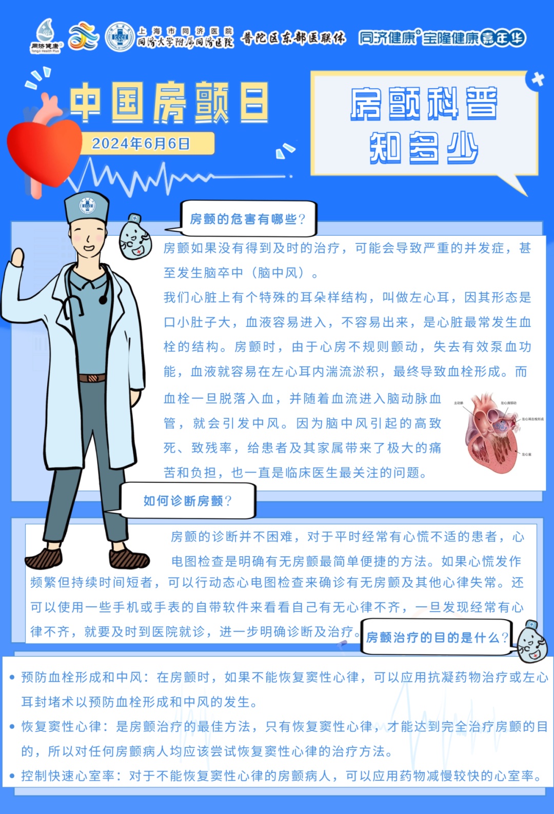 【同济健康 】2024年6月6日"中国房颤日"同济大学附属同济医院线上