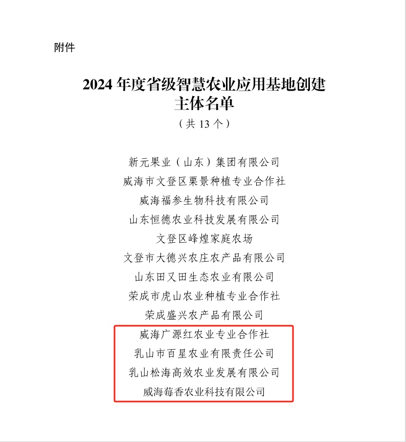 乳山市4家经营主体入选省名单！