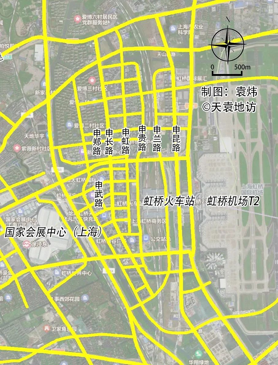 虹桥国际中央商务区部分南北向道路路名虽然缺了三座江苏省的地级市