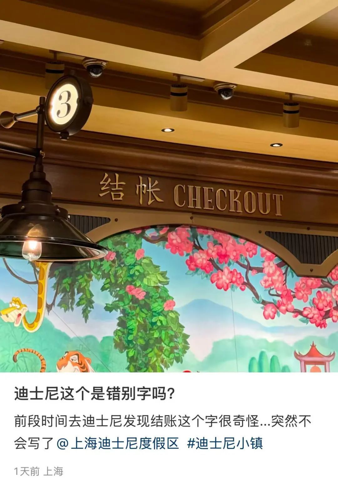 上海迪士尼混“帐”了吗？商店收银处指示牌引发网友热议！这个字，互联网错字排第一！_上观新闻